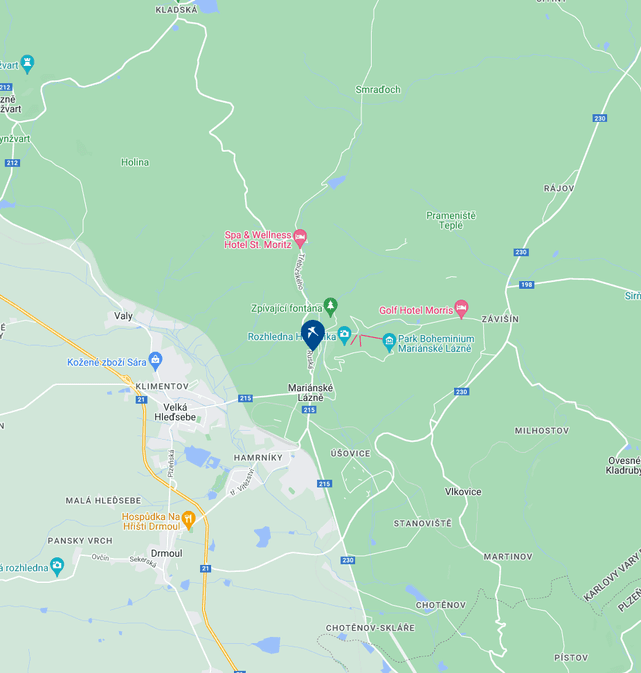 Detailed map used at Falkensteiner Spa Resort Mariánské Lázně