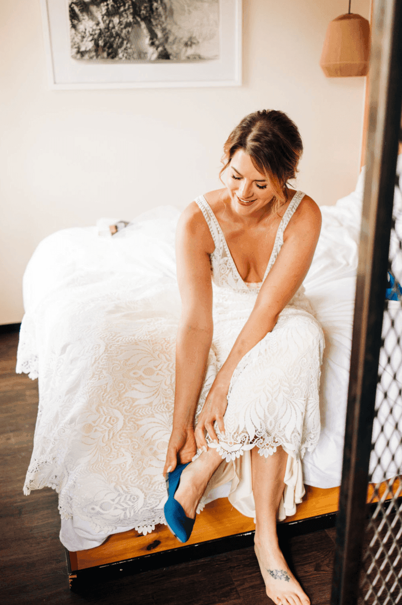 The bride getting ready for the wedding at Kinship Landing