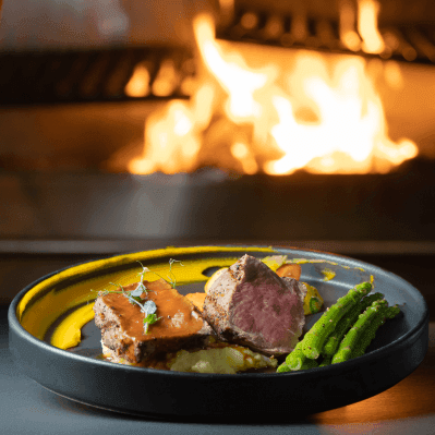 Meal with wine served at Peñasco del Sol Hotel