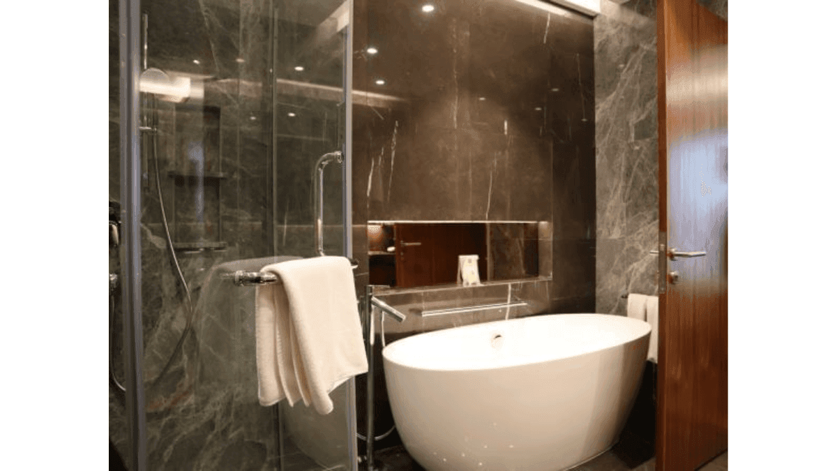 Bathroom vanity in Deluxe Plus King Room at Sunway Lagoon Hotel