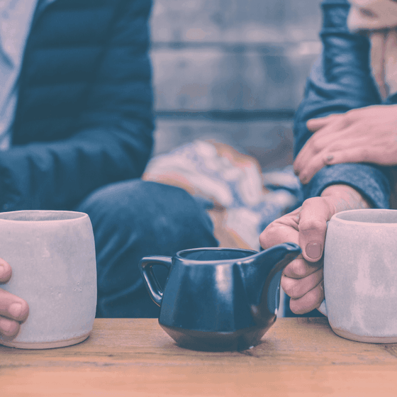 Close-up of couple having coffee in The Bistro at La Tourelle Hotel and Spa