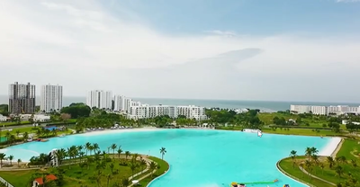 Aerial view of Playa Blanca Beach Resort and beach