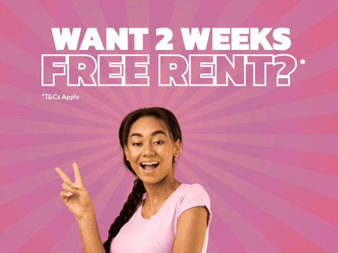 Promotional image featuring a female student at UniLodge Park Avenue