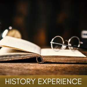 History Experience poster with a book used at The Abbey Inn