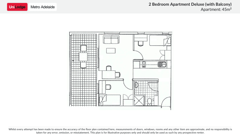 2 Bedroom Apartment Deluxe (with Balcony) - Floor Plan