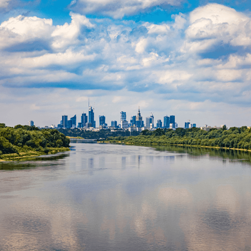 Warsaw skyline over the Vistula
