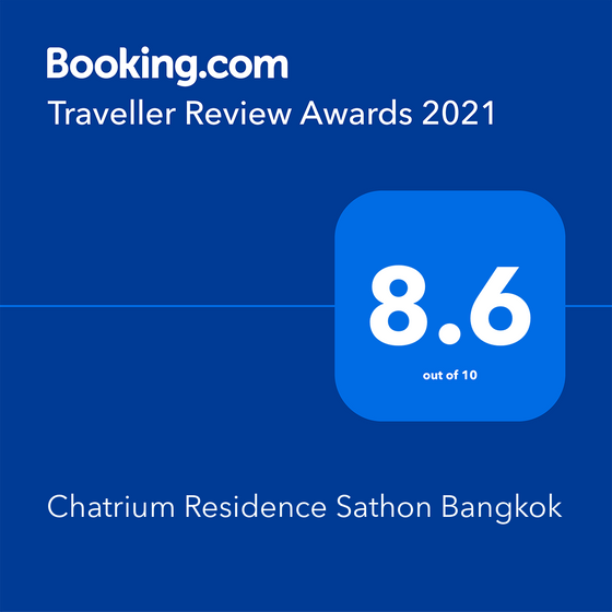 Travellers' Review Award by booking.com at Chatrium Residence