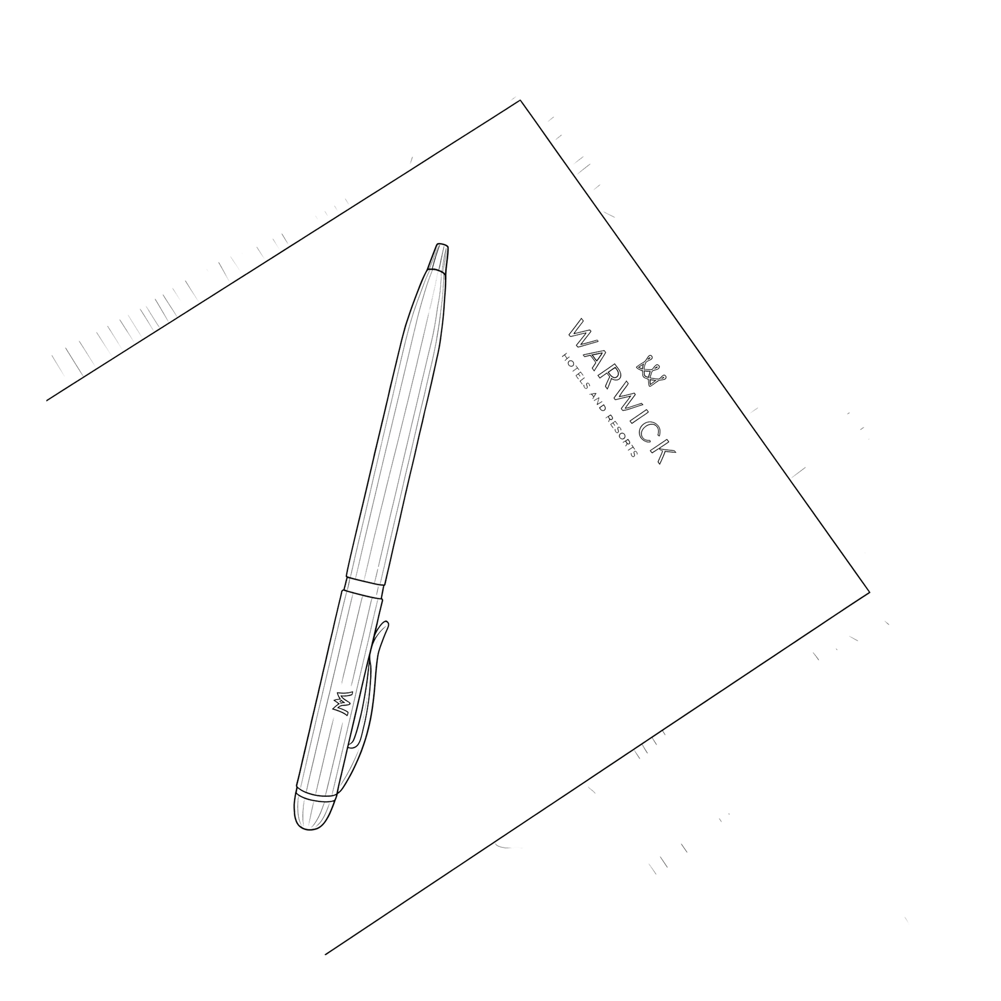 Warwick pen and notebook on black background at TokaToka Resort Nadi Fiji نادي