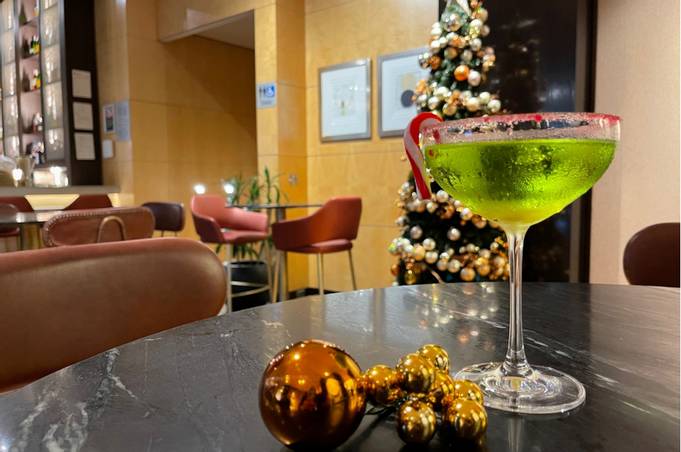 Cocktail by a Christmas Ball in the bar at Amora Hotel Sydney