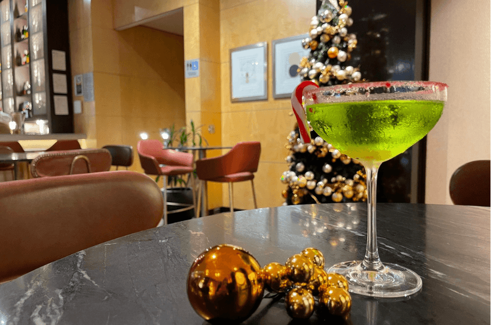 Cocktail by a Christmas Ball in the bar at Amora Hotel Sydney