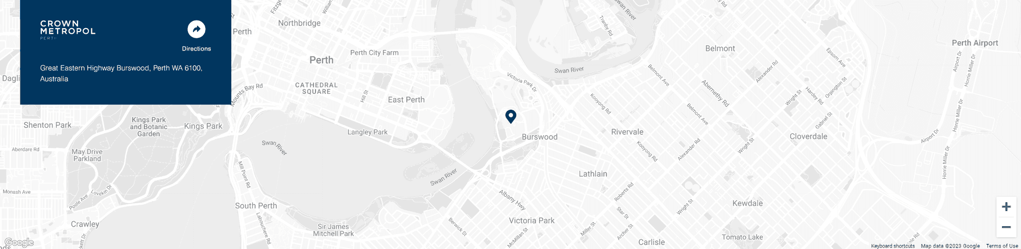 Map image of Crown Metropol Perth