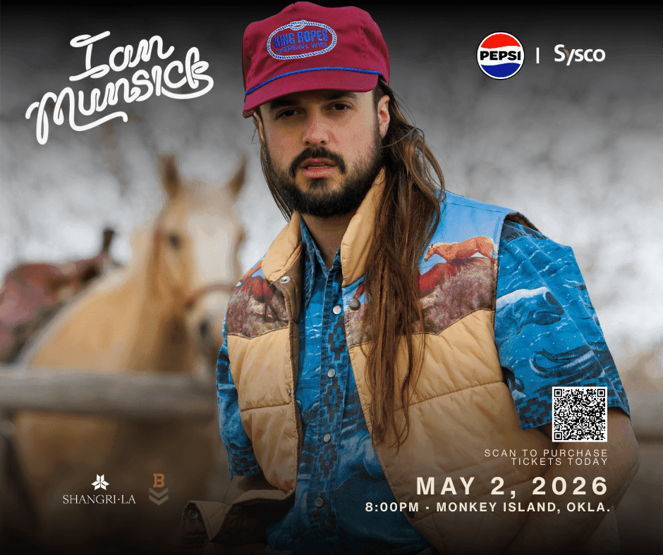 Ian Munsick concert poster for May 2, 2026, at Monkey Island used at Shangri-La Resort and Golf Club