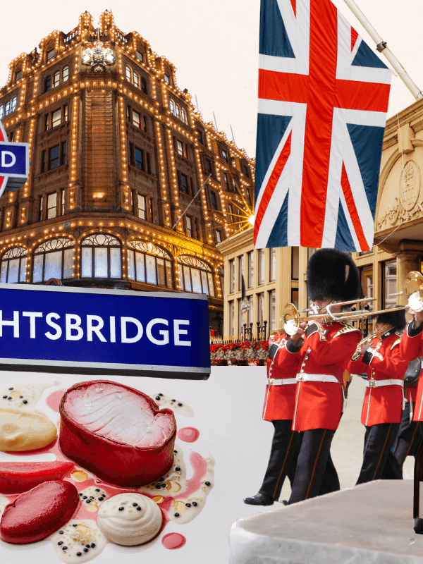 British landmarks, a band, chef, and wine bottles collage advertising PoB Hotels Presents – A Meet the Makers Experience.