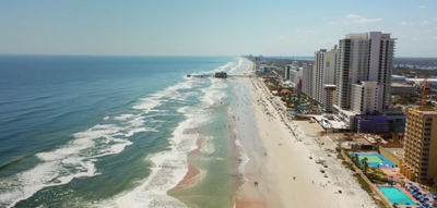 Aerial view of Daytona Beach and The Plaza Resort & Spa