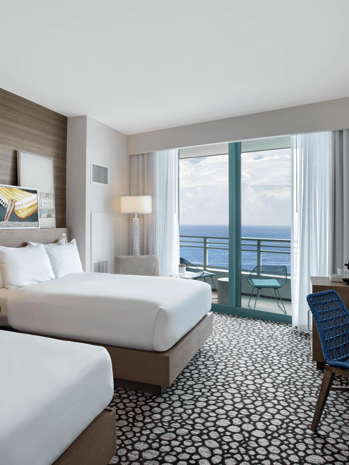 Double beds in Oceanfront View suite at The Diplomat Resort