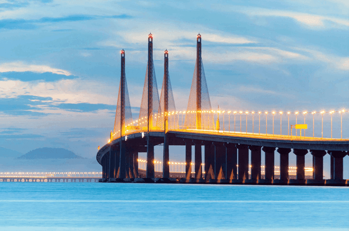 Scenery view of Penang Bridge during sunset near Sunway Hotel Georgetown