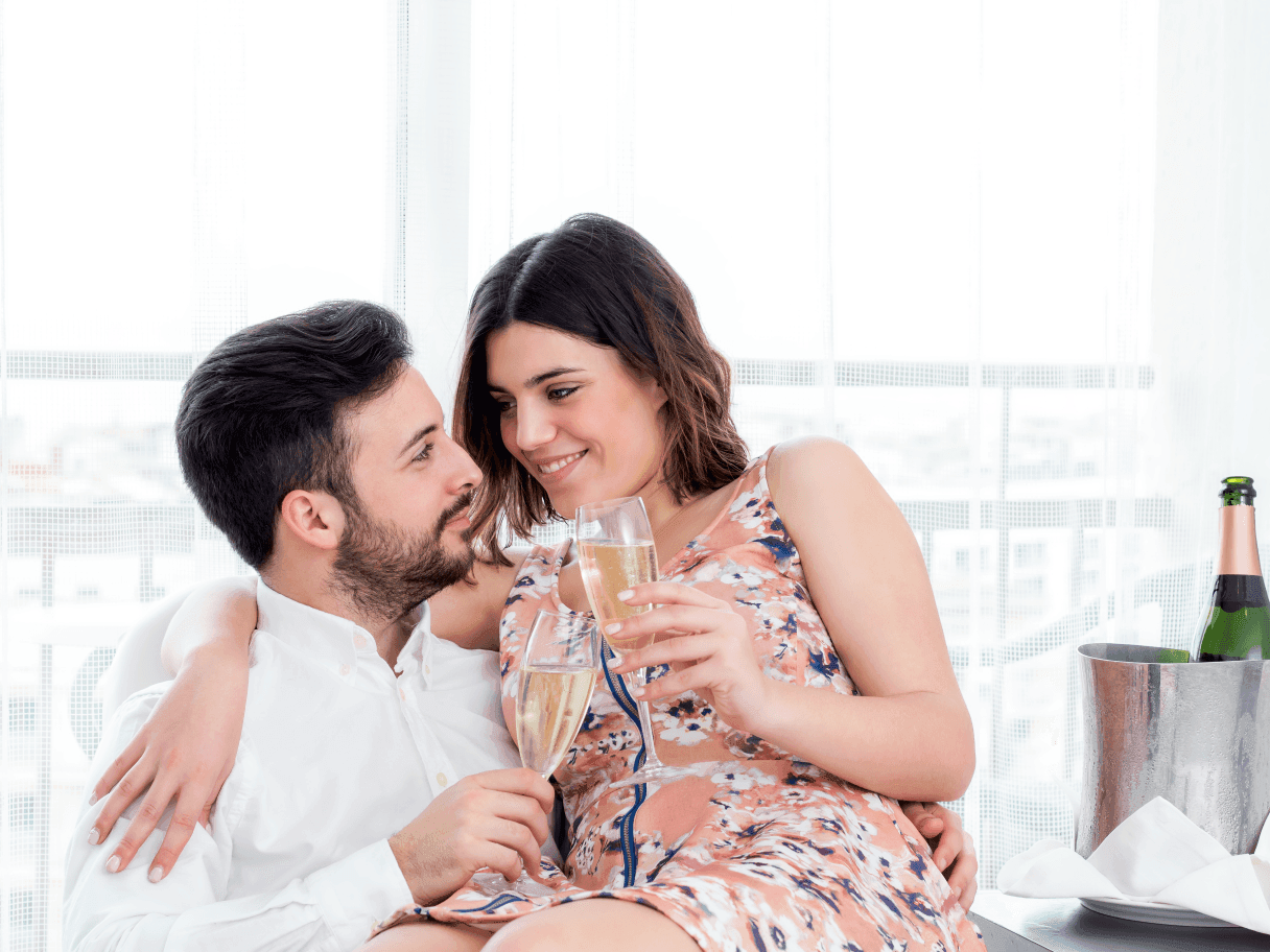Couple with bubbly