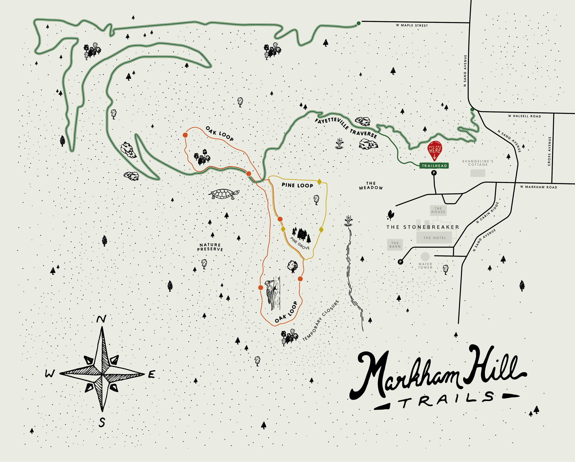 A Biking Trail map of Markham Hill