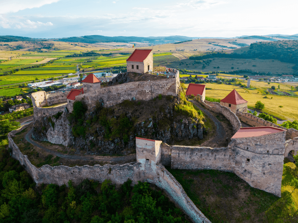 Aerial view of Rupea Citadel near Ana Hotels