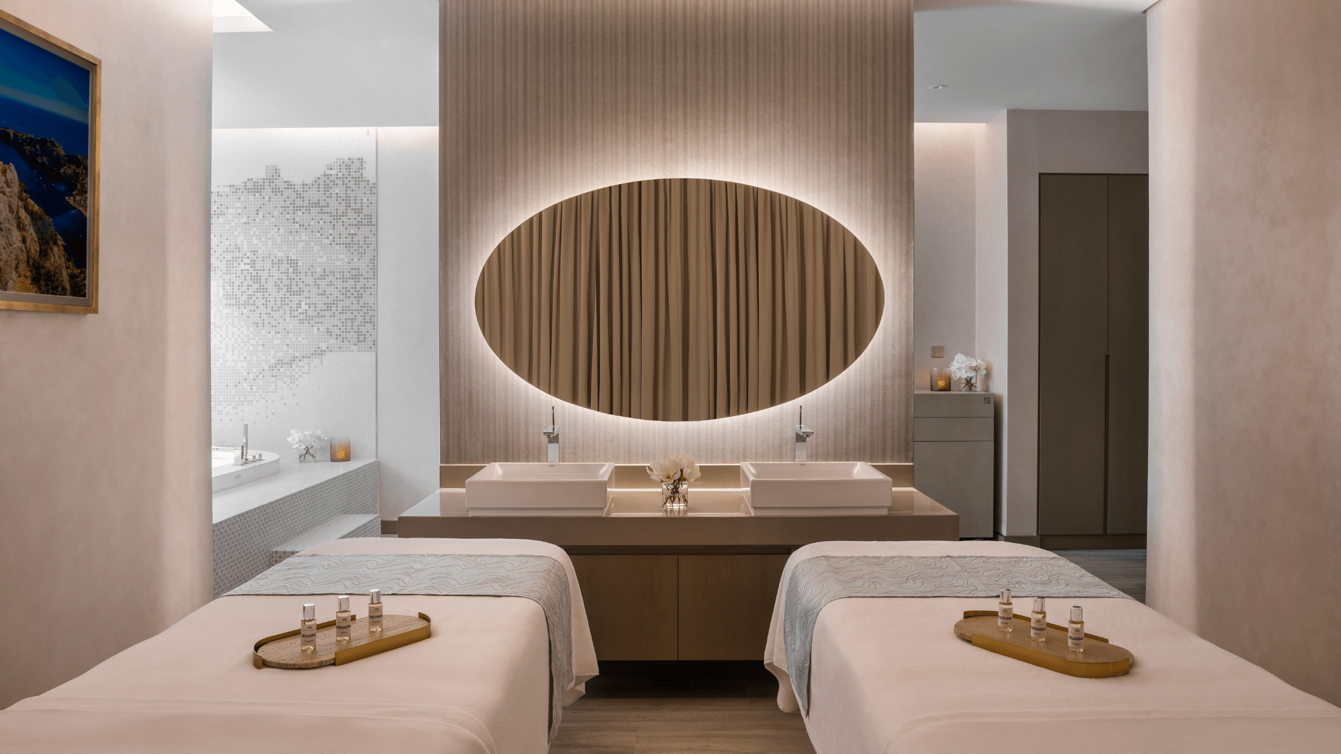 Spa beds and amenities in Pause Spa Château Berger at Paramount Hotel Midtown