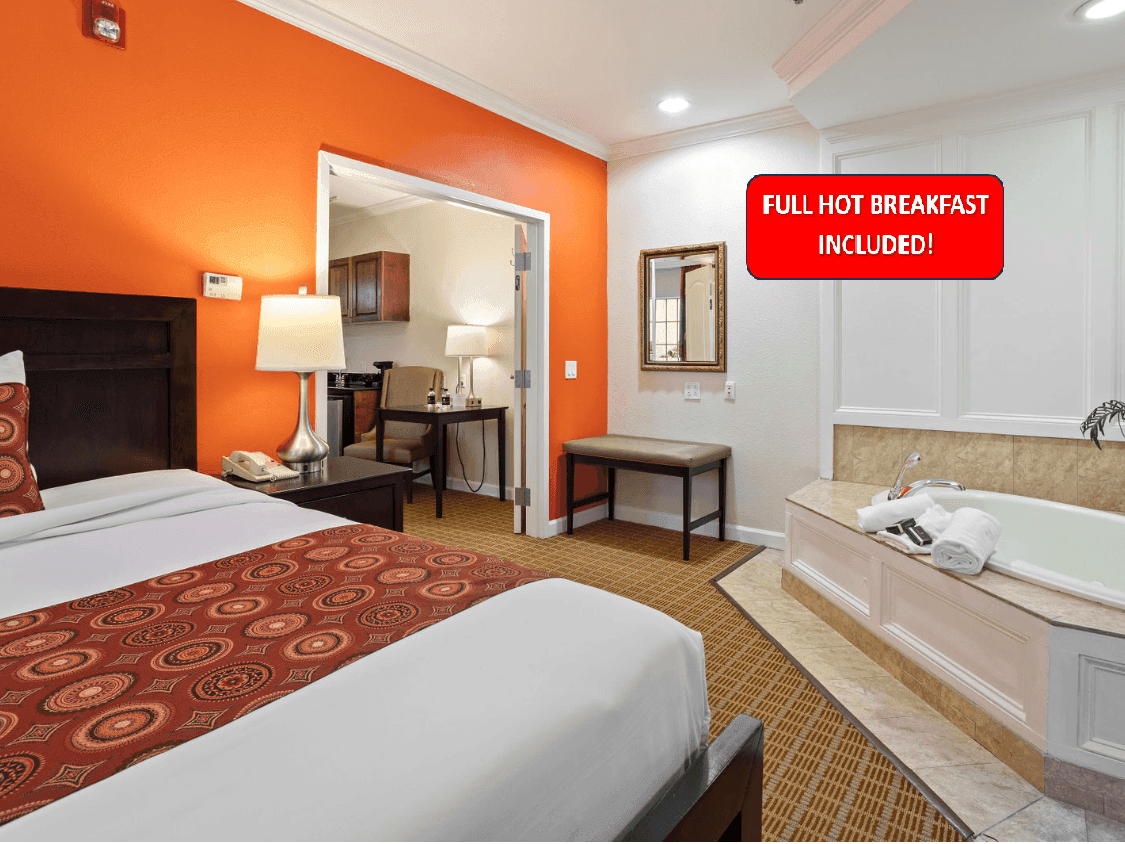 Interior & decor of King Suite Jacuzzi Bedroom at The Wilshire Grand Hotel