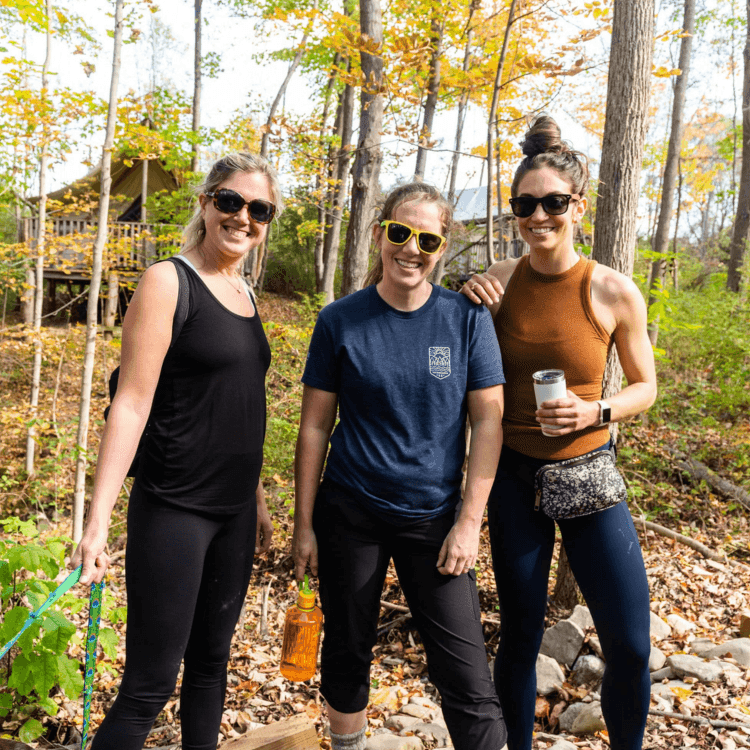 three female hikers near Firelight Camps