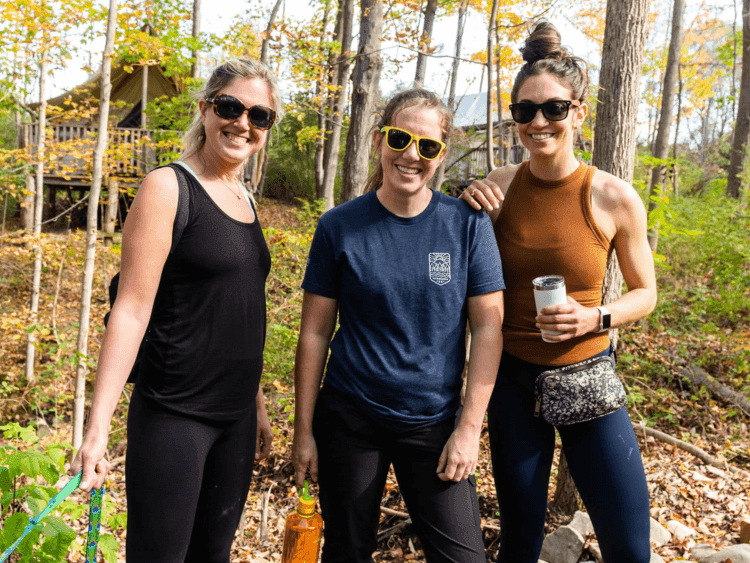 three female hikers near Firelight Camps