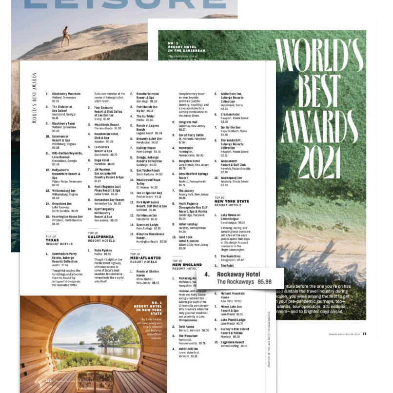 The Rockaway Hotel in the list of Worlds best awards 2021