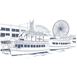 Boats and a Ferris wheel at Warwick Allerton Chicago