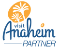 Colored logo of Visit Anaheim partner at Anaheim Hotel