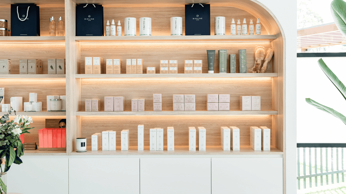 Display cabinet at Wildfire Spa
