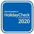 Holiday Check logo used at Bettoja Hotel Mediterraneo