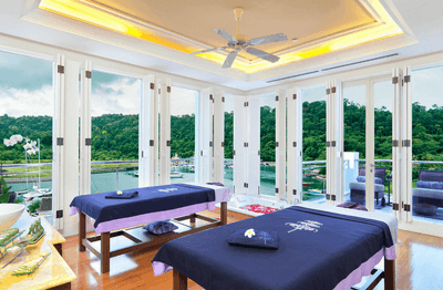 Close up on 2 massage beds in the spa area at Danna Langkawi