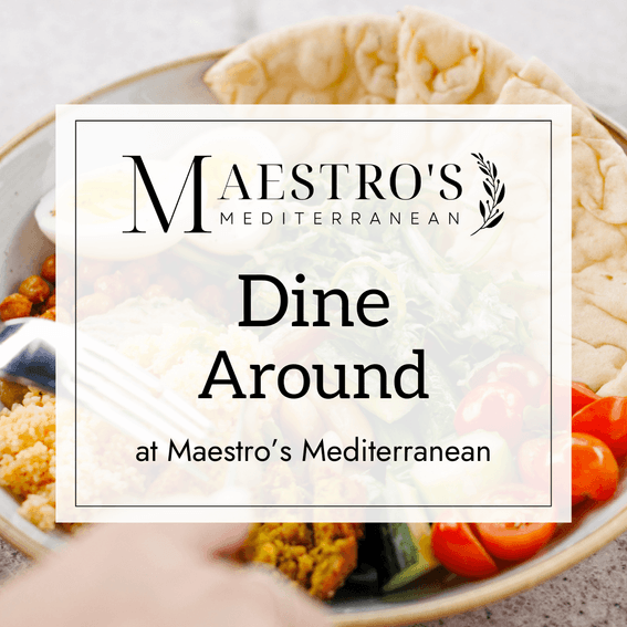 Dine Around in Maestro's Mediterranean Restaurant & Terrace banner used at Manteo Resort Waterfront