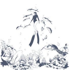 Vector illustration of Diving In The Ocean used at Warwick Paradise Island Bahamas
