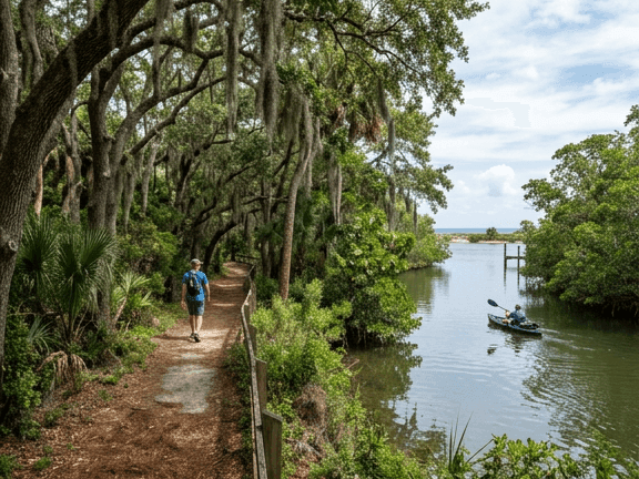 Hugh Taylor Birch State Park lush greenery and a kayaker paddling on a quiet waterway near The Atlantic Hotel & Spa