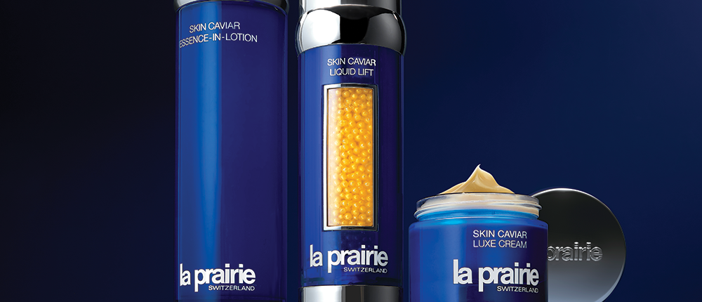 Closeup of La Prairie Skincare products at Crown Hotels