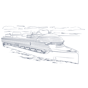 Vector illustration of a cruise ship used at Warwick Seattle
