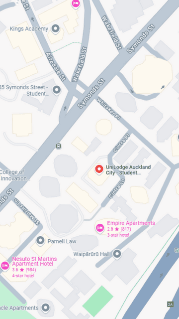 UniLodge Auckland City Map
