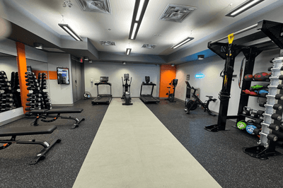 Interior view of fully equipped Fitness Centre at Acclaim Hotel Calgary
