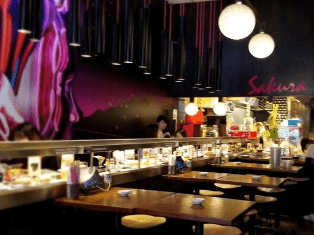 Dining table set-up of Sakura Kaiten Sushi at Brady Hotels Jones Lane