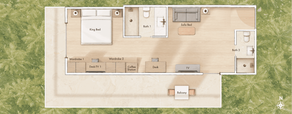 Floorplan of King Sunset View Corner Suites 