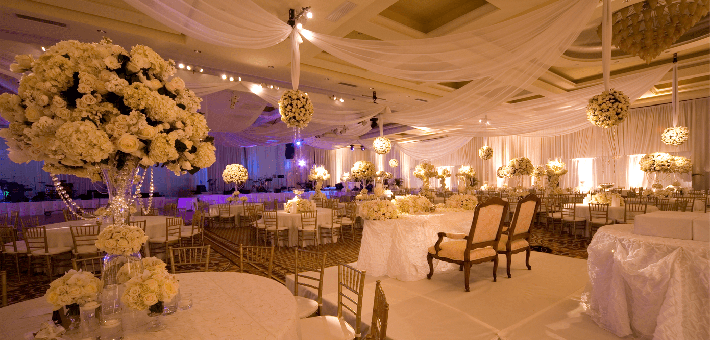Banquet tables arranged for an Event at The Diplomat Resort