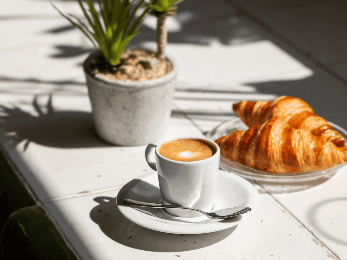 Croissants & latte served in Lobby Lounge at Amora Hotel