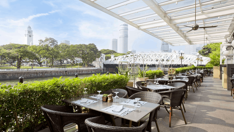 The Town restaurant setup for dining at Fullerton Singapore