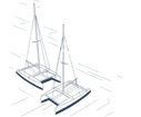 Two sailboats on a black background from Warwick Le Lagon - Vanuatu Port Vila بورت فيلا