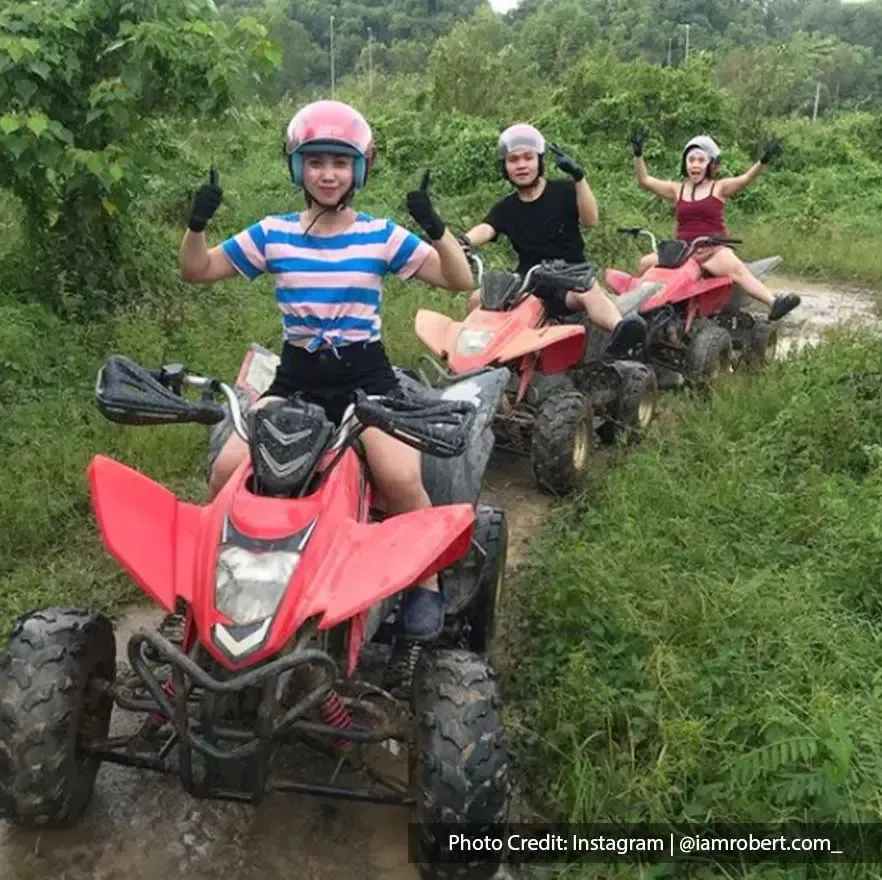 Three person posing on atv cart in Extreme Park Port Dickson - Lexis Hibiscus