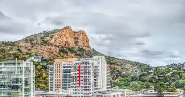 View from Hotel Grand Chancellor Townsville overlooking Castle Hill and the city 