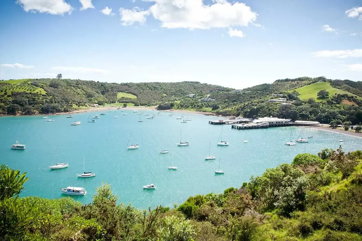 Aerial view of  Matiatia Bay, Waiheke Island, Auckland