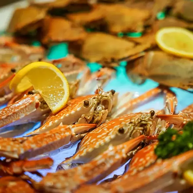 A diverse assortment of seafood items beautifully arranged on a table at Roselle Coffee House, Imperial Lexis Kuala Lumpur - Lexis Hotels & Resorts
